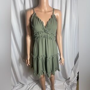 Inspired Hearts Green Ruffle Mini Dress